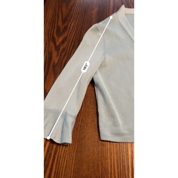 Talbots Open Cropped Cardigan Sweater Light Blue Women’s Small Scalloped Shrug - Picture 8 of 14